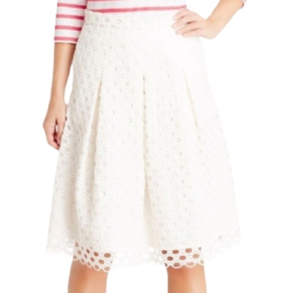 J. McLaughlin Skirt NWT Adele Cotton Eyelet Soft White Fully Lined Size 10 - Picture 8 of 10